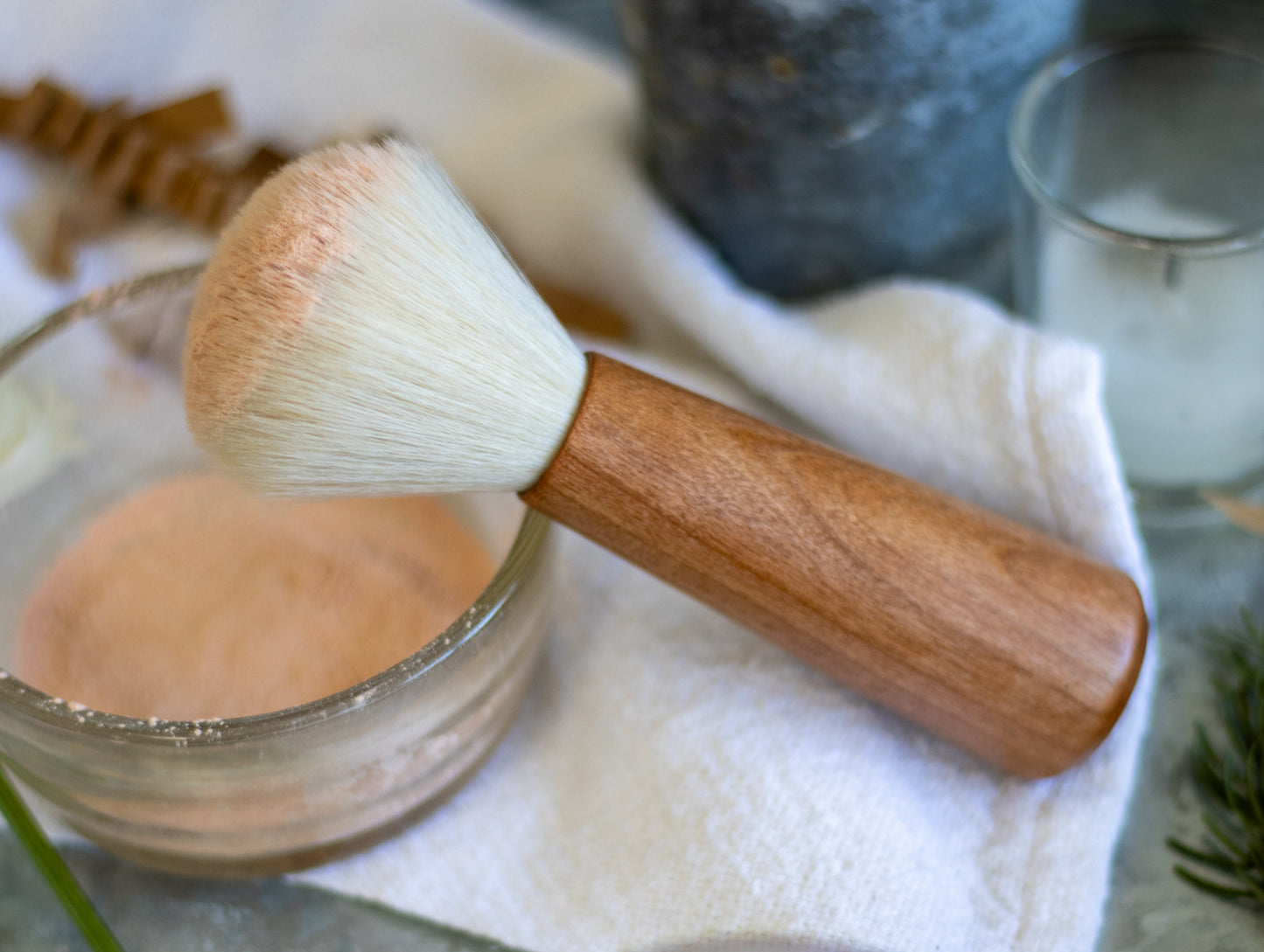 Hand Turned Wood Powder Brush